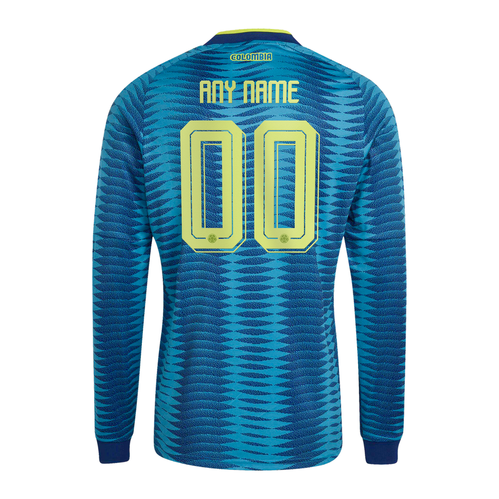 Colombia National Team adidas 2026 Away Replica Long Sleeve Custom Jersey - Turquoise