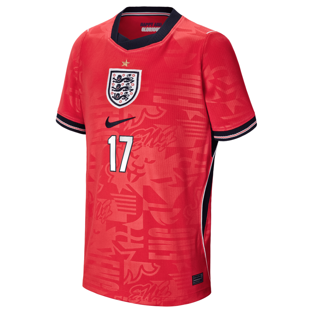 Phil Foden England National Team Nike Youth 2026 Away Stadium Replica Jersey - Red