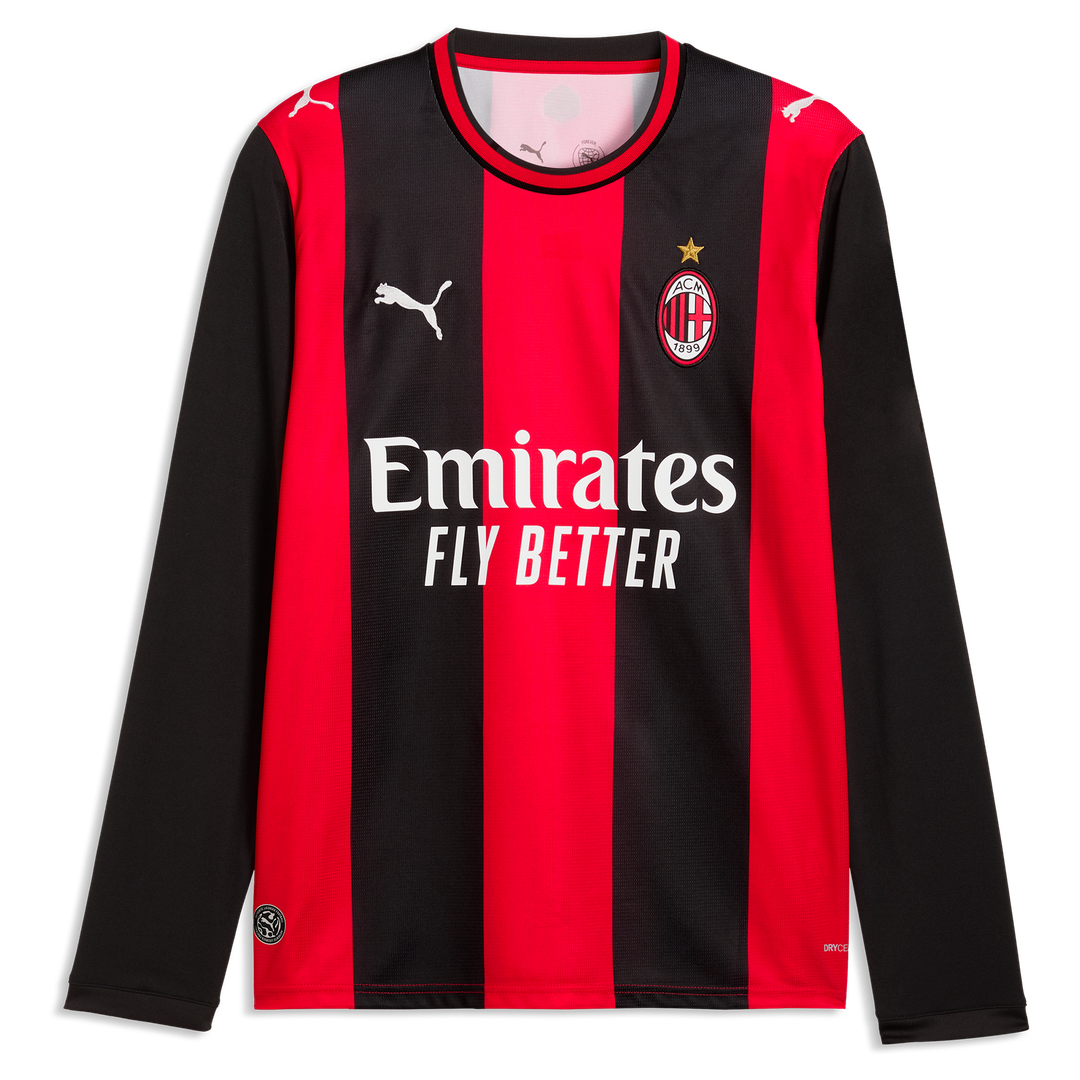 Christian Pulisic AC Milan Puma 2026/27 Home Replica Long Sleeve Jersey - Black/Red