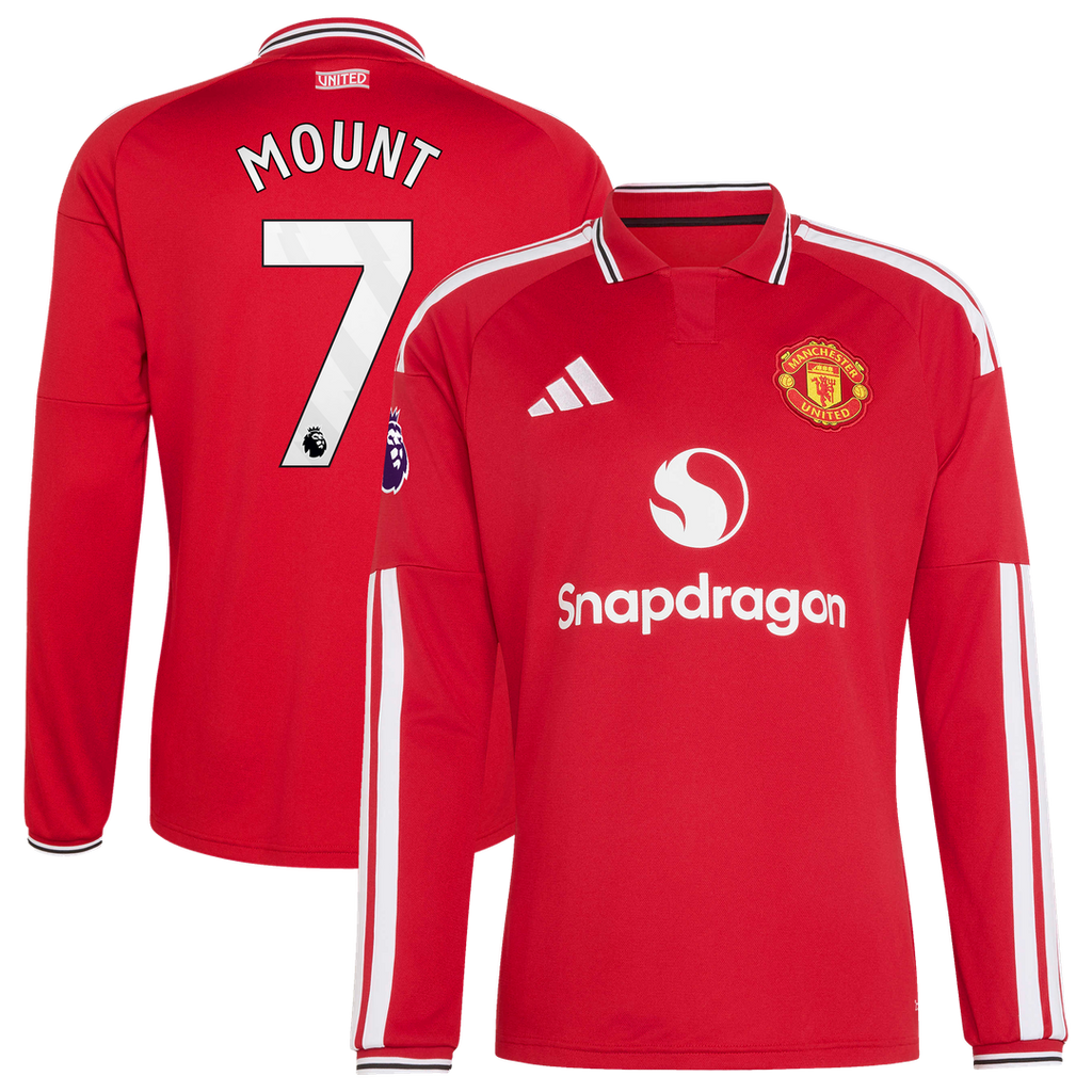 Mason Mount Manchester United adidas 2026/27 Home Authentic Long Sleeve Jersey - Red