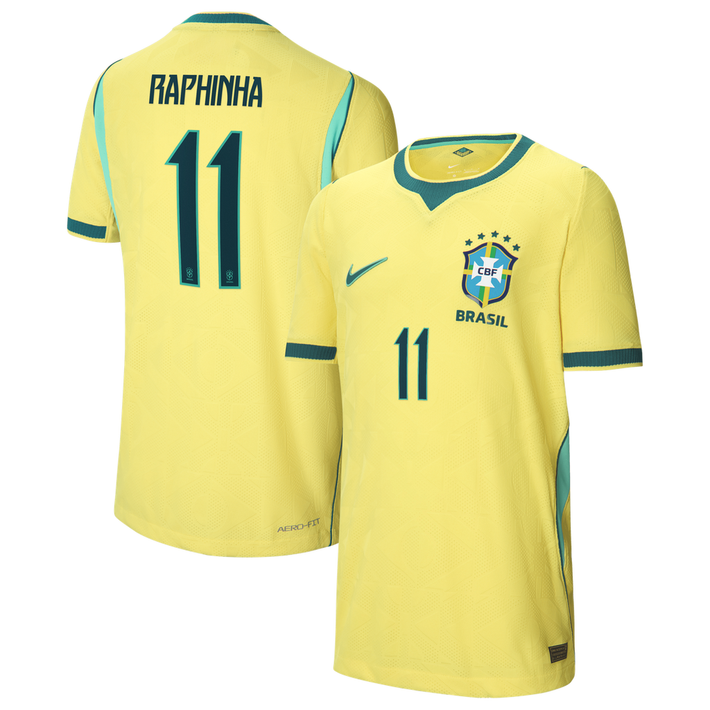 Raphinha Brazil National Team Nike Youth 2026 Home Match Authentic Jersey - Yellow