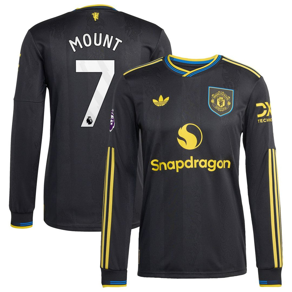 Mason Mount Manchester United adidas 2025/26 Third Authentic Long Sleeve Player Jersey - Black