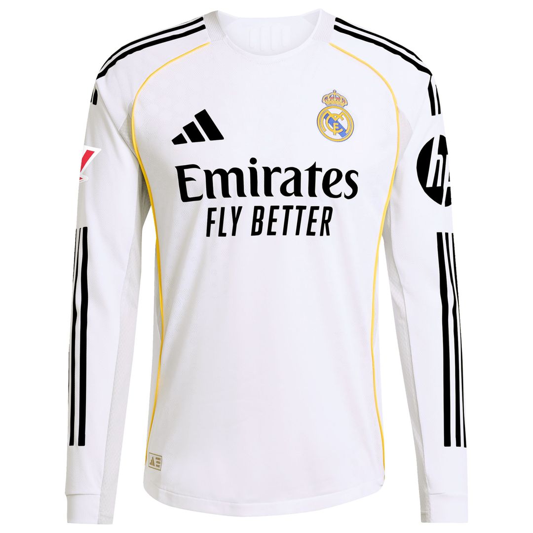 Vini Jr. Real Madrid adidas 2025/26 Home Authentic Long Sleeve Jersey - White